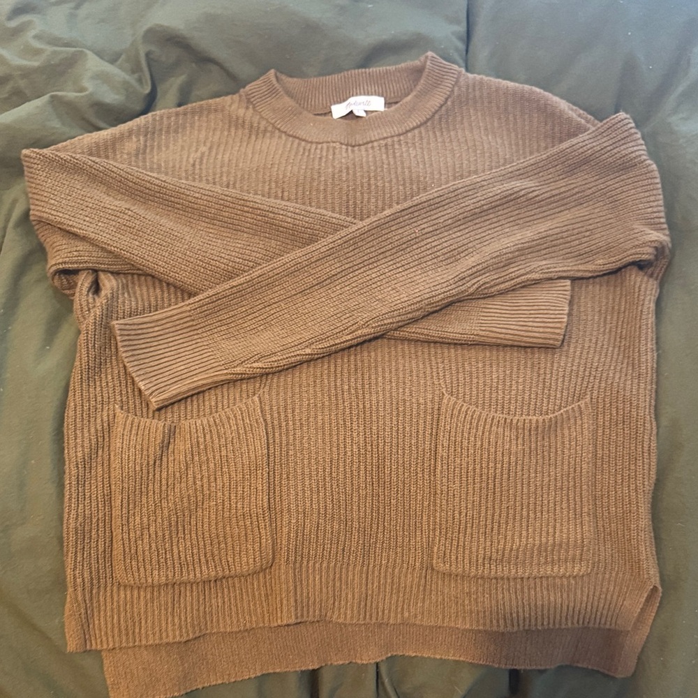 Madewell Brown Ribbed Crewneck Sweater